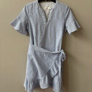 Vineyard Vines Nautical Striped Seersucker Wrap Mini Dress Size 2